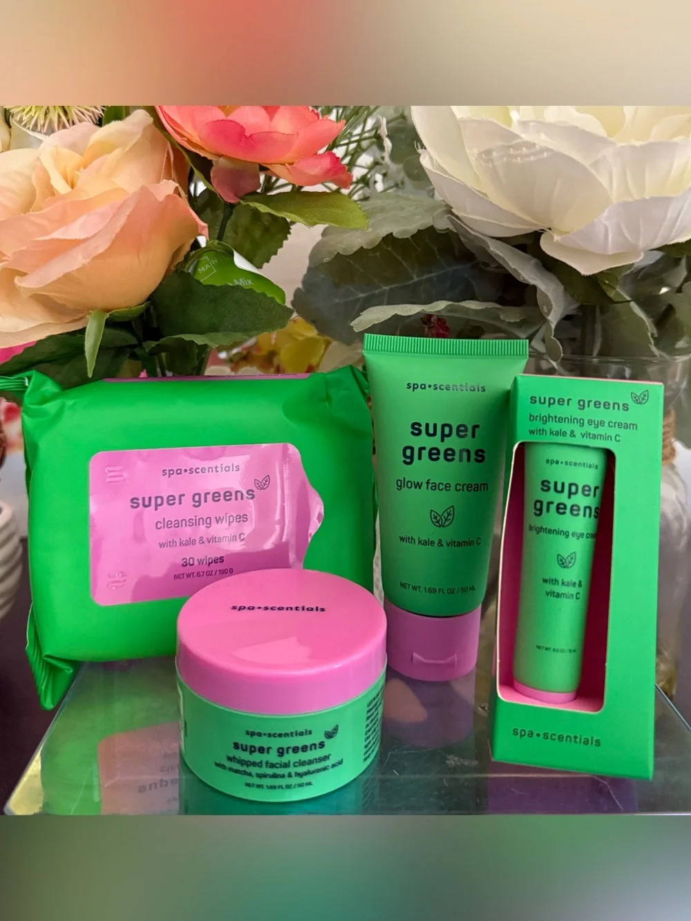 🆕🌿 spa•sentials LIMITED EDITION “SUPER GREENS” 5-PIECE SKIN-CARE SET. NEW!